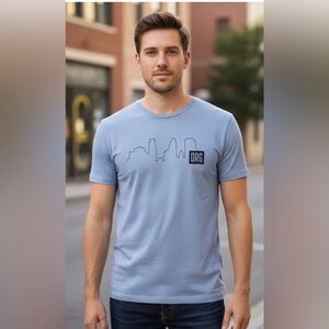 Bella+Canvas light blue t-shirt, crew neck, preowned. Good condition, size Large